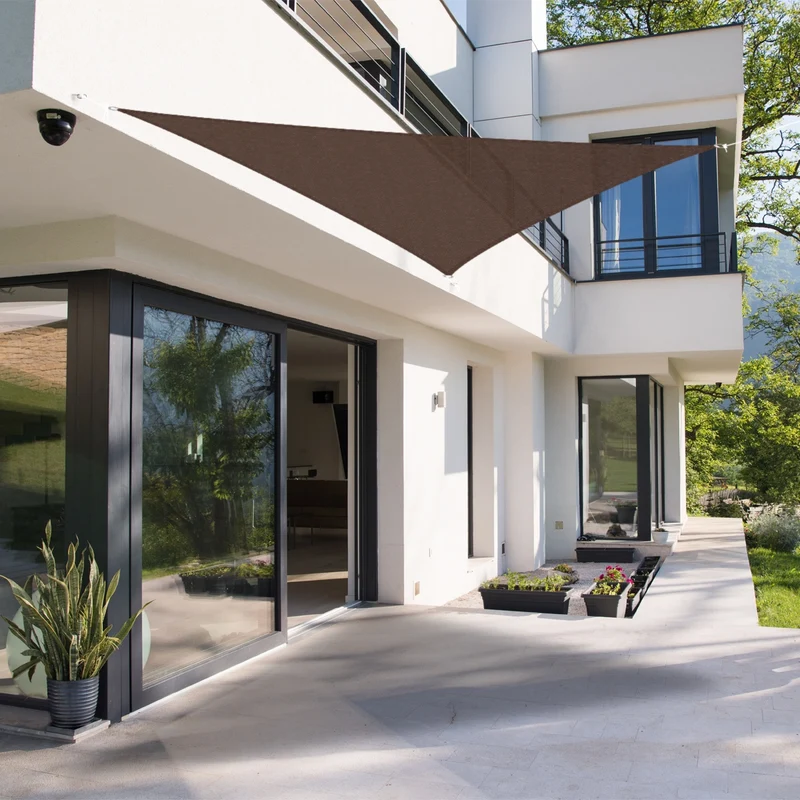 Sonnensegel dreieck 3,6x3,6x3,6 m Braun 100% HDPE mit UV Schutz inkl. Befestigungsseile