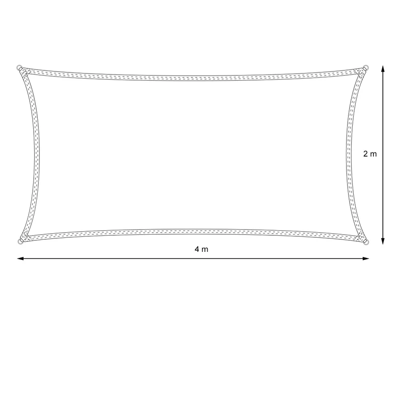Sonnensegel rechteck 2x4 m Creme 100% HDPE mit UV Schutz inkl. Befestigungsseile
