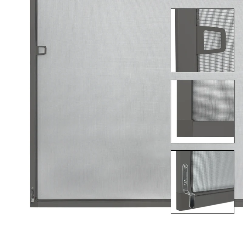 Fliegengitter Grau 80x100 cm mit Rahmen aus Aluminium