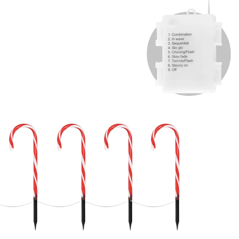 Zuckerstangen Gartenstecker 8er Set 45x700 cm mit 40LED Warmweiß aus Kunststoff