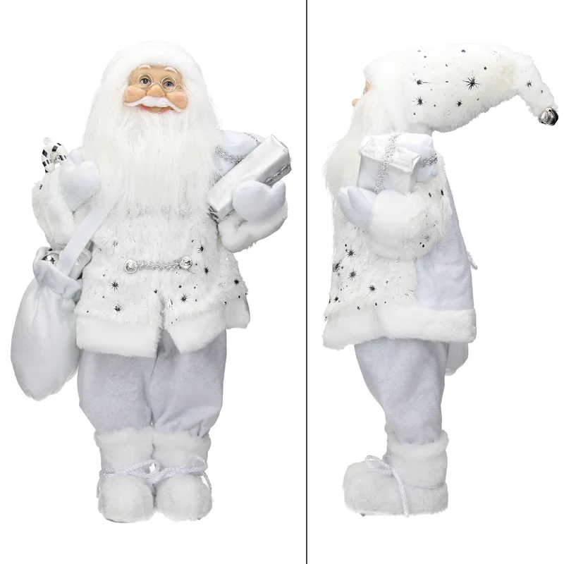 Weihnachtsmann Deko Figur 24x14x47 cm weiß aus Polyresin