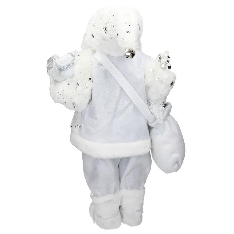 Weihnachtsmann Deko Figur 24x14x47 cm weiß aus Polyresin