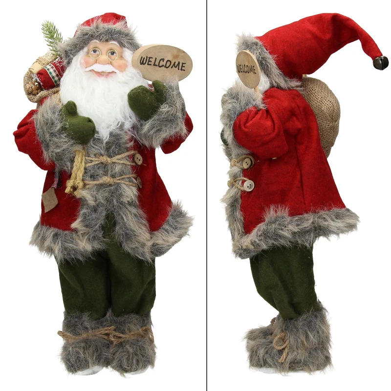 Weihnachtsmann 42x28x80 cm rot/grün aus Polyresin