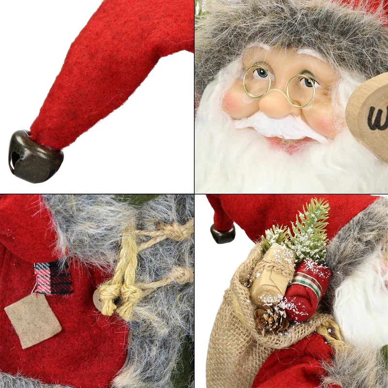 Weihnachtsmann 42x28x80 cm rot/grün aus Polyresin