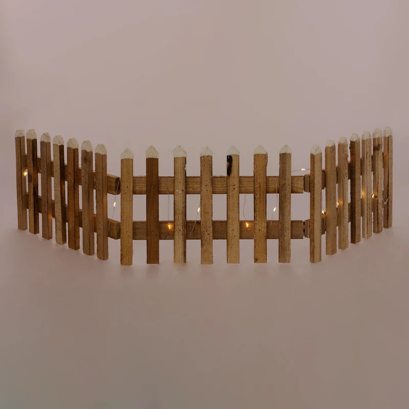 Deko Weihnachtszaun mit LED Braun 90x21 cm aus Holz