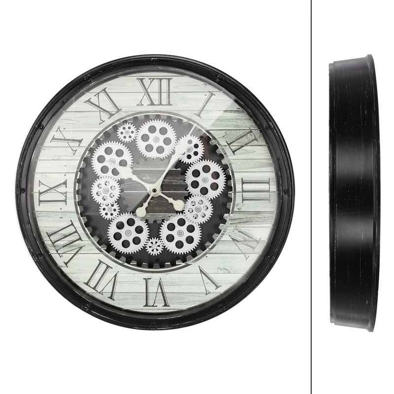 Große Wanduhr Ø 48 cm Schwarz aus MDF mit römischen Ziffern