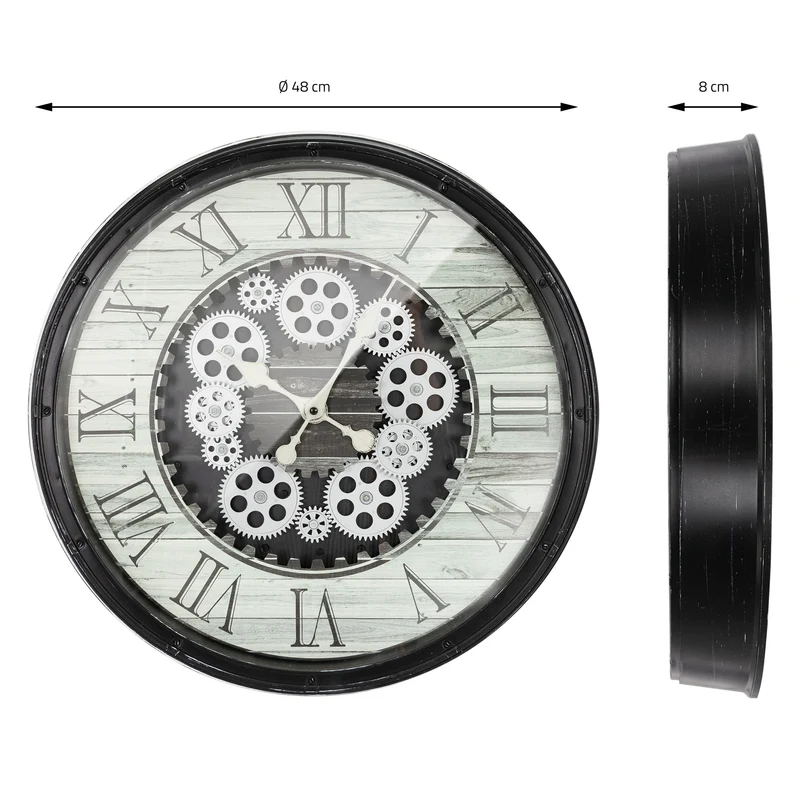 Große Wanduhr Ø 48 cm Schwarz aus MDF mit römischen Ziffern