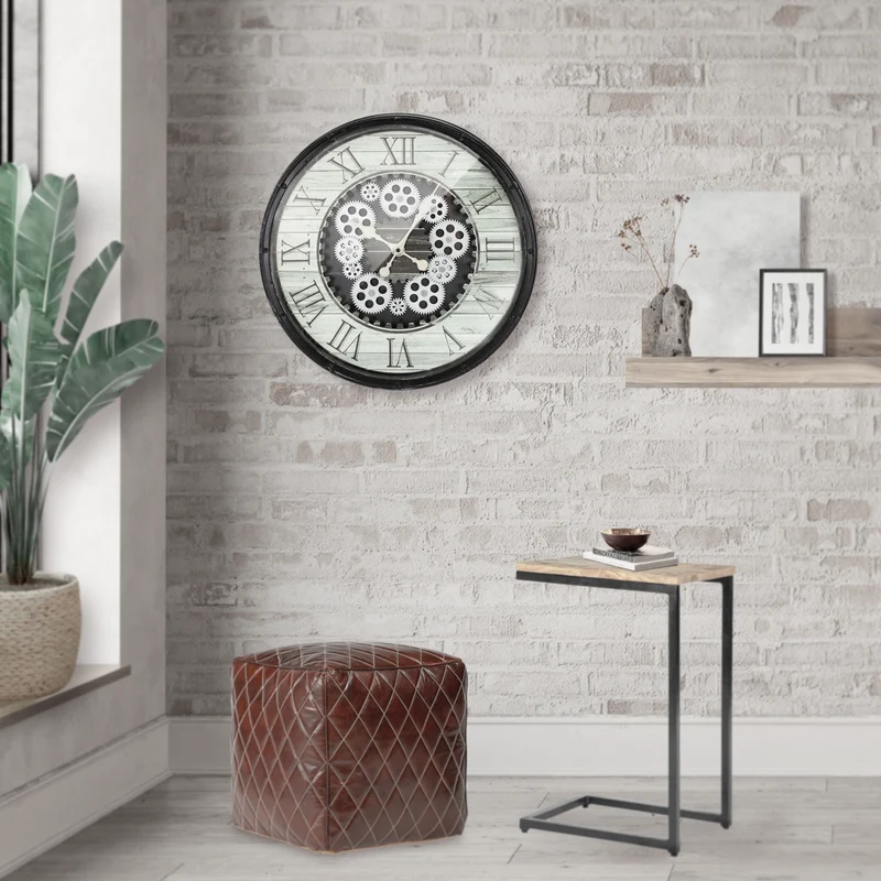 Große Wanduhr Ø 48 cm Schwarz aus MDF mit römischen Ziffern