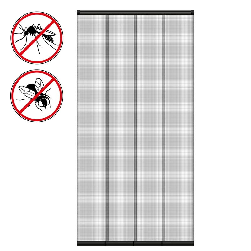 Fliegengitter Schwarz 100x220 cm mit randverstärkten Fiberglas-Lamellen