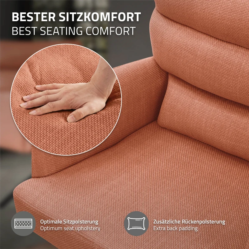 Esszimmerstuhl 2er Set Orange drehbar mit abnehmbaren Rückenkissen gepolstert bis 120 Kilogramm ML-Design