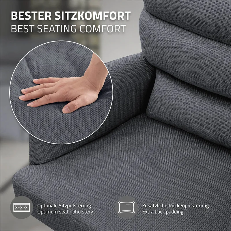 Esszimmerstuhl Anthrazit drehbar mit abnehmbaren Rückenkissen gepolstert bis 120 Kilogramm ML-Design
