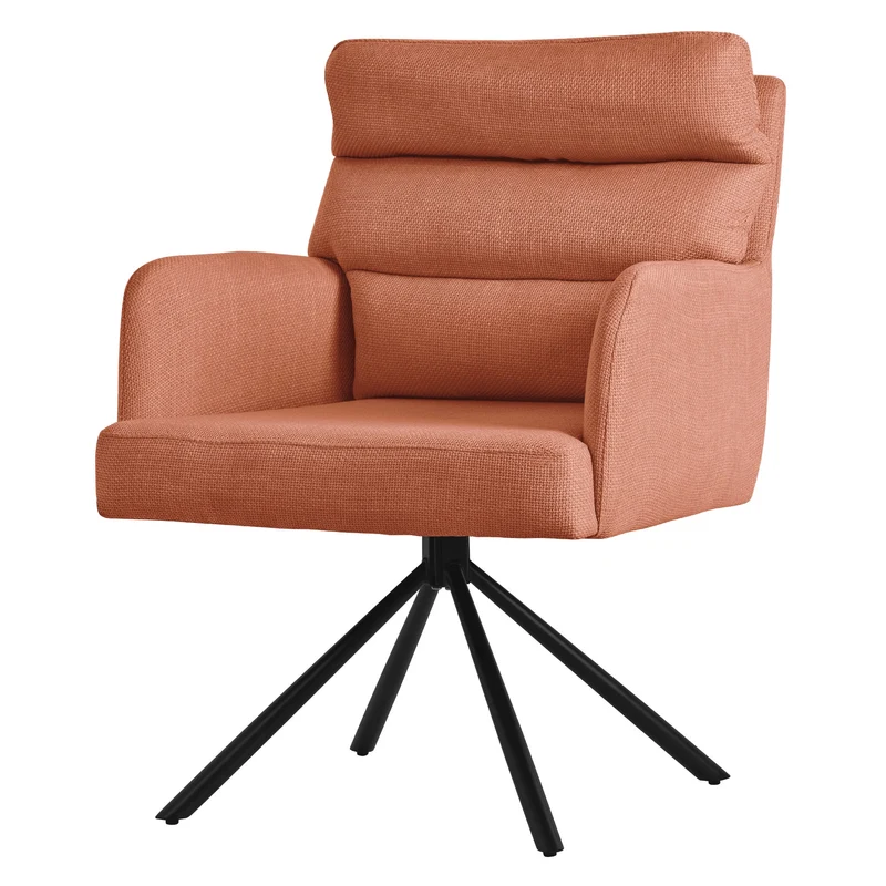Esszimmerstuhl Orange drehbar mit abnehmbaren Rückenkissen gepolstert bis 120 Kilogramm ML-Design