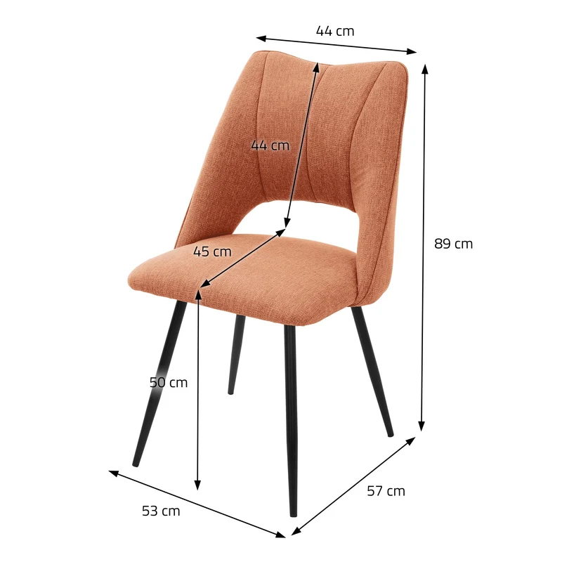 Esszimmerstuhl 2er Set Orange gepolstert inkl. Montagematerial Polsterstuhl Küchenstuhl ML-Design