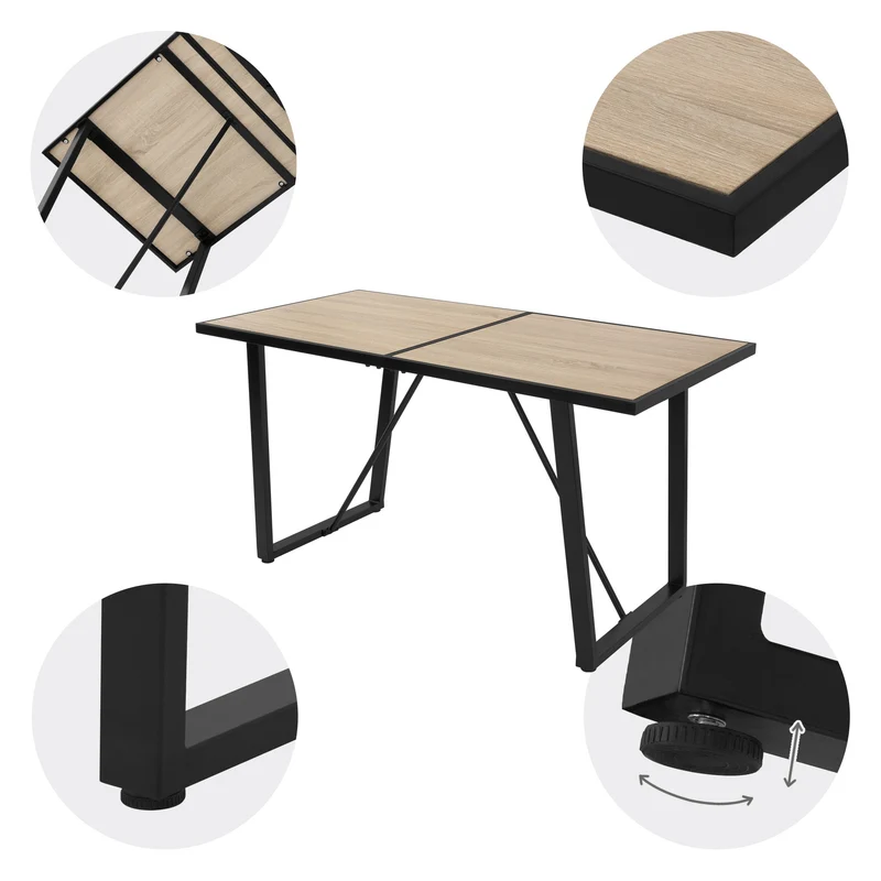 Esstisch 140x70 cm mit schwarzem Gestell für 4-6 Personen ML-Design