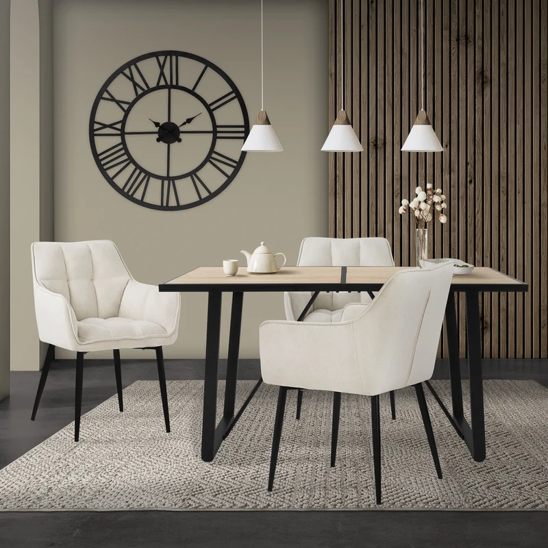 Esstisch 140x70 cm mit schwarzem Gestell für 4-6 Personen ML-Design