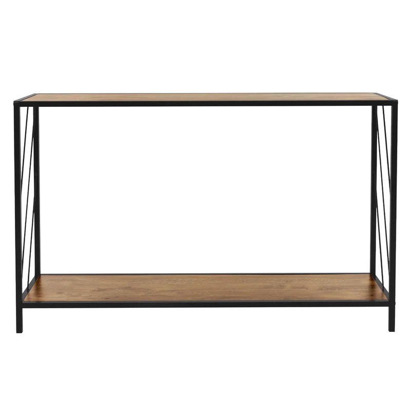 Konsolentisch 120x75 cm mit Eiche-Rustikal Dekor und Stahlgestell in Schwarz Flurtisch ML-Design