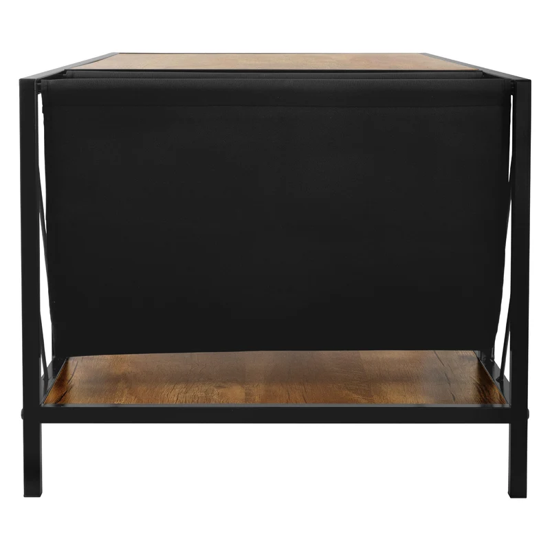 Couchtisch 100x54 cm mit Zeitschriftenfach Eiche Optik Braun Schwarz Wohnzimmertisch ML-Design