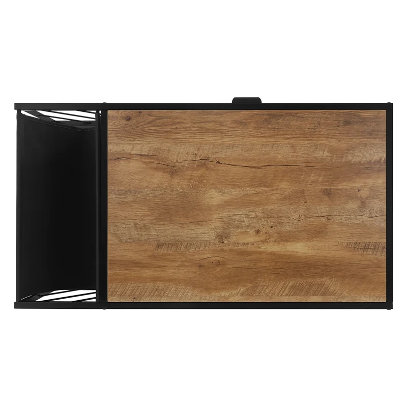 Couchtisch 100x54 cm mit Zeitschriftenfach Eiche Optik Braun Schwarz Wohnzimmertisch ML-Design