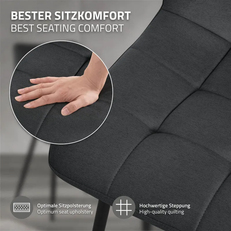 Esszimmerstühle 4er Set Anthrazit Küchenstuhl mit Polyesterbezug und Stahlbeinen ML-Design