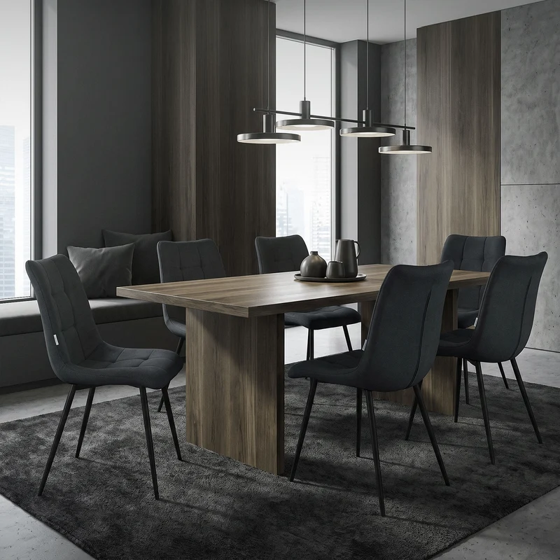 Esszimmerstühle 4er Set Anthrazit Küchenstuhl mit Polyesterbezug und Stahlbeinen ML-Design