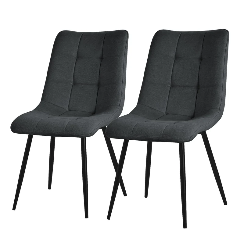 Esszimmerstühle 2er Set Anthrazit Küchenstuhl mit Polyesterbezug und Stahlbeinen ML-Design