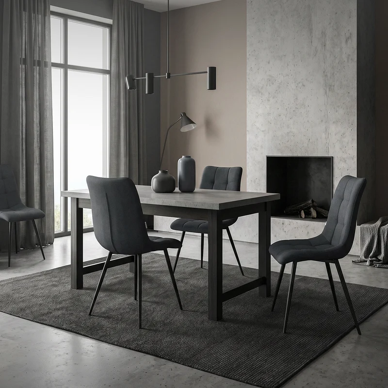 Esszimmerstühle 2er Set Anthrazit Küchenstuhl mit Polyesterbezug und Stahlbeinen ML-Design