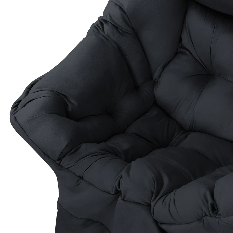ML-DESIGN | Sessel mit Kopfkissen Seitentasche aus Stoff & Stahl Schwarz Relaxsessel Wohnzimmer Lesesessel Fernsehsessel Loungesessel Polstersessel