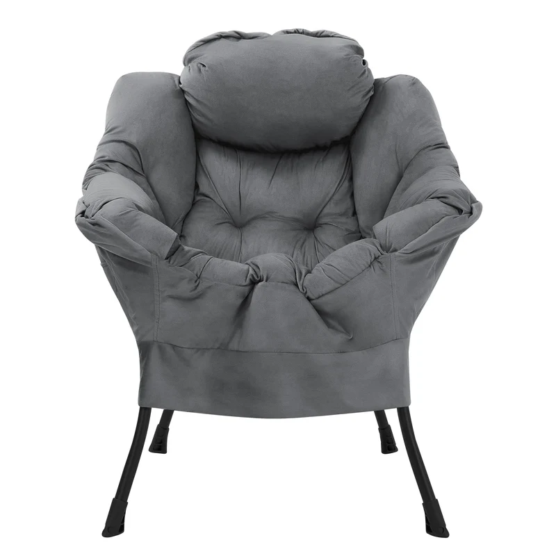 ML-DESIGN | Sessel mit Kopfkissen Seitentasche aus Stoff & Stahl Anthrazit Relaxsessel Wohnzimmer Lesesessel Fernsehsessel Loungesessel Polstersessel