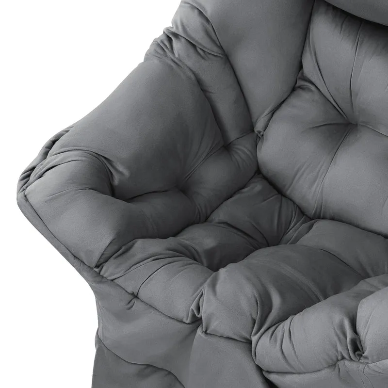 ML-DESIGN | Sessel mit Kopfkissen Seitentasche aus Stoff & Stahl Anthrazit Relaxsessel Wohnzimmer Lesesessel Fernsehsessel Loungesessel Polstersessel