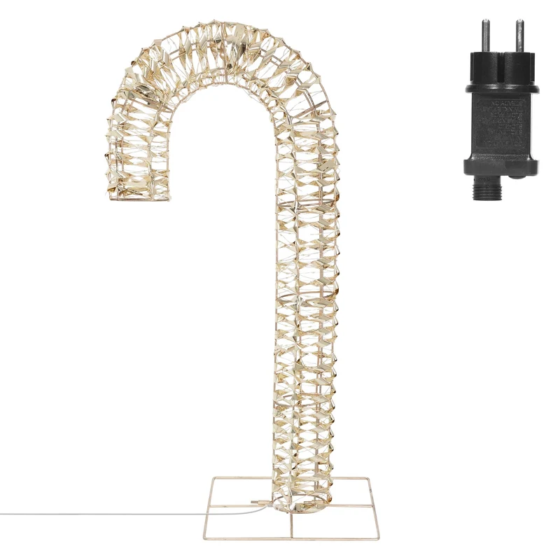 LED Zuckerstange 75 cm in Gold mit 400 warmweißen LEDs Weihnachtsdeko inkl. Timer IP44