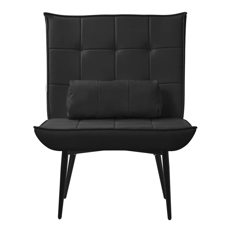 ML-DESIGN | Sessel mit Lendenkissen 79x100x97 cm aus Kunstleder Schwarz Relaxsessel Loungesessel bequem Retro Lesesessel Polstersessel für Wohnzimmer