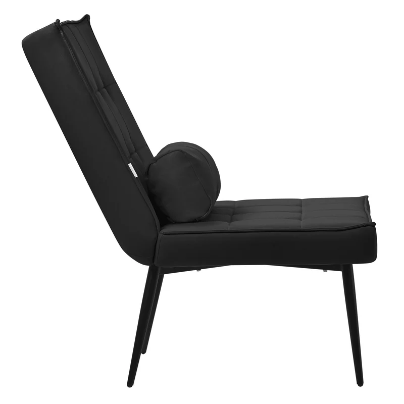 ML-DESIGN | Sessel mit Lendenkissen 79x100x97 cm aus Kunstleder Schwarz Relaxsessel Loungesessel bequem Retro Lesesessel Polstersessel für Wohnzimmer