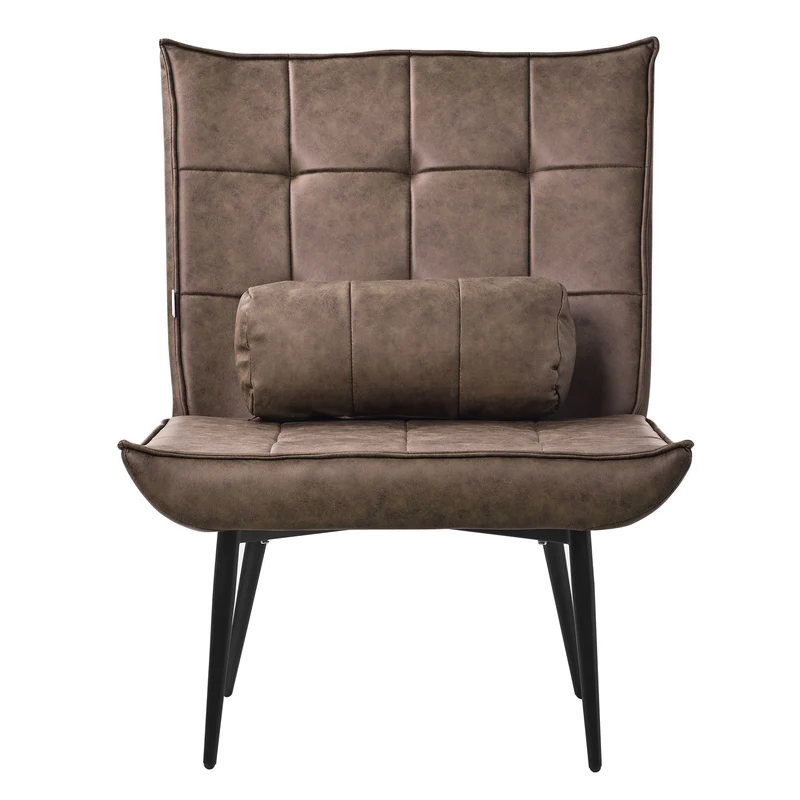 ML-DESIGN | Sessel mit Lendenkissen 79x100x97 cm aus Kunstleder Braun Relaxsessel Loungesessel bequem Retro Lesesessel Polstersessel für Wohnzimmer