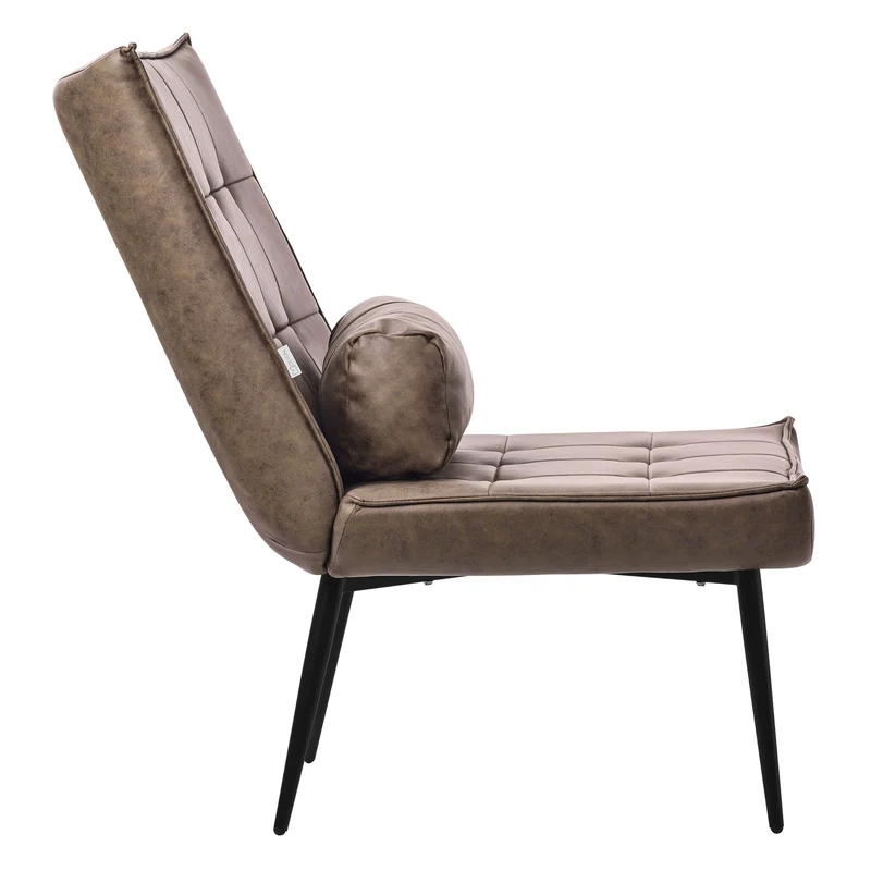ML-DESIGN | Sessel mit Lendenkissen 79x100x97 cm aus Kunstleder Braun Relaxsessel Loungesessel bequem Retro Lesesessel Polstersessel für Wohnzimmer