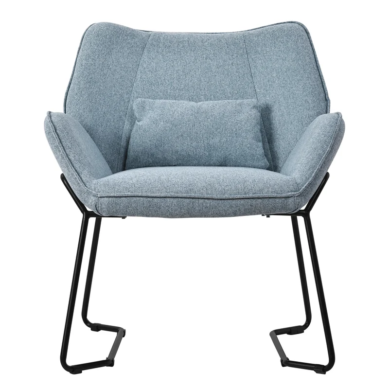 ML-DESIGN | Sessel mit Lendenkissen 75x77x85 cm Leinenstoff Blau Relaxsessel Loungesessel Cocktailsessel Polstersessel Lesesessel für Wohnzimmer