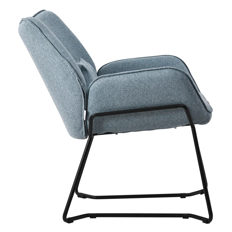 ML-DESIGN | Sessel mit Lendenkissen 75x77x85 cm Leinenstoff Blau Relaxsessel Loungesessel Cocktailsessel Polstersessel Lesesessel für Wohnzimmer