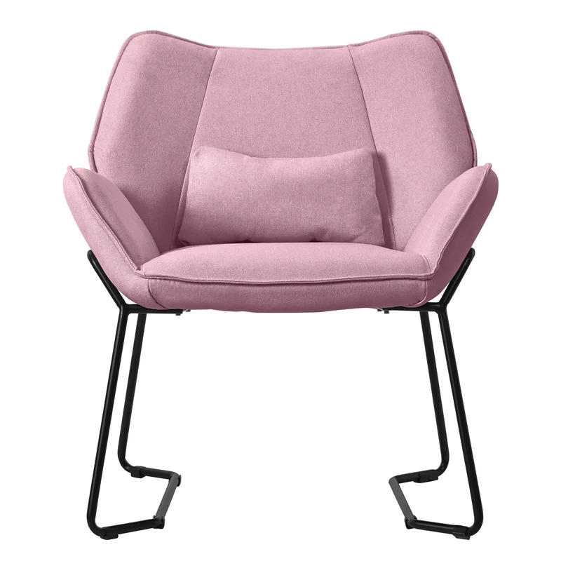 ML-DESIGN | Sessel mit Lendenkissen 75x77x85 cm Leinenstoff Rosa Relaxsessel Loungesessel Cocktailsessel Polstersessel Lesesessel für Wohnzimmer