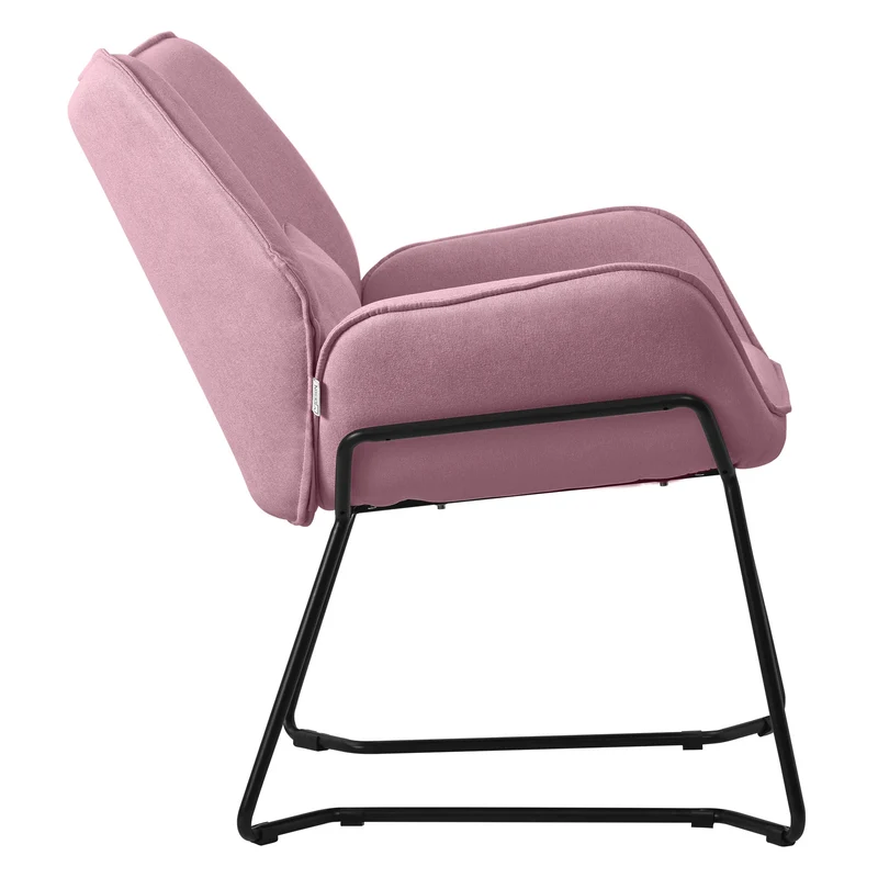 ML-DESIGN | Sessel mit Lendenkissen 75x77x85 cm Leinenstoff Rosa Relaxsessel Loungesessel Cocktailsessel Polstersessel Lesesessel für Wohnzimmer