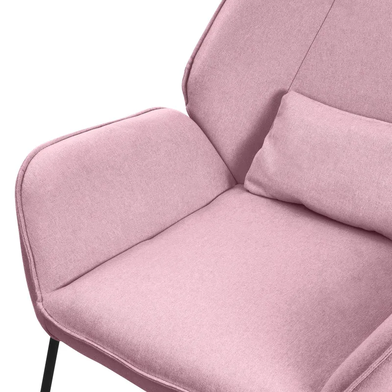 ML-DESIGN | Sessel mit Lendenkissen 75x77x85 cm Leinenstoff Rosa Relaxsessel Loungesessel Cocktailsessel Polstersessel Lesesessel für Wohnzimmer
