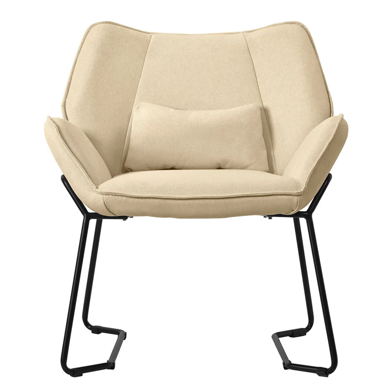 ML-DESIGN | Sessel mit Lendenkissen 75x77x85 cm Leinenstoff Sand Relaxsessel Loungesessel Cocktailsessel Polstersessel Lesesessel für Wohnzimmer