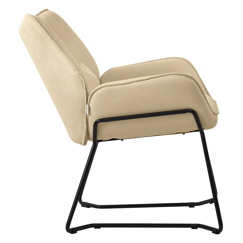ML-DESIGN | Sessel mit Lendenkissen 75x77x85 cm Leinenstoff Sand Relaxsessel Loungesessel Cocktailsessel Polstersessel Lesesessel für Wohnzimmer