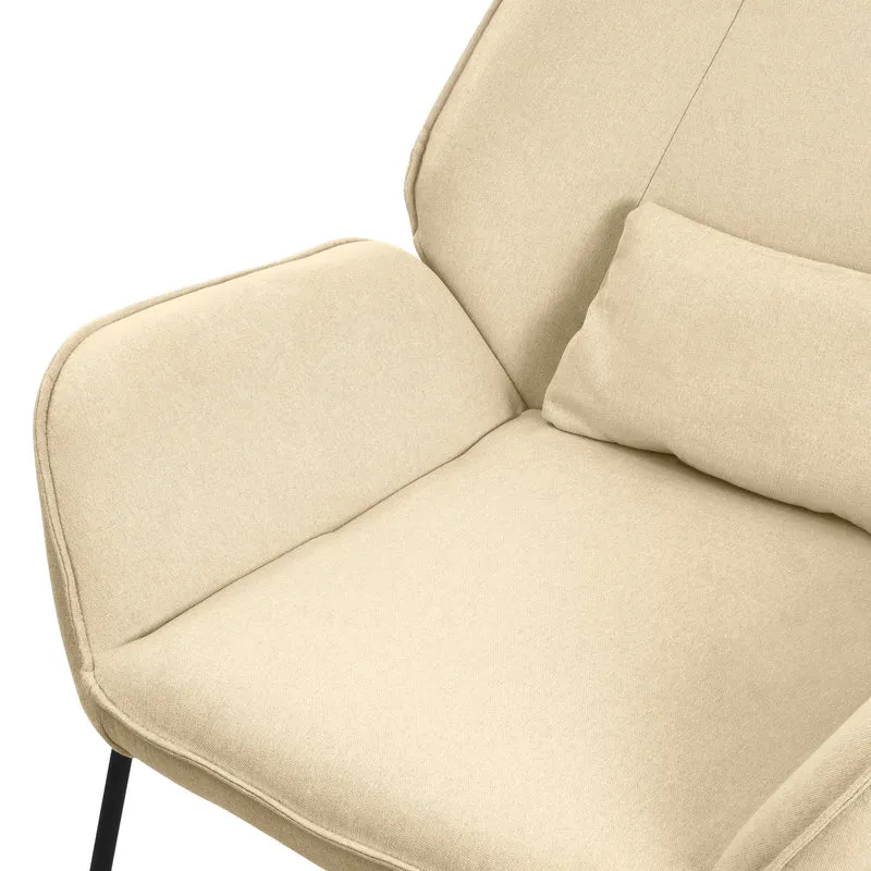 ML-DESIGN | Sessel mit Lendenkissen 75x77x85 cm Leinenstoff Sand Relaxsessel Loungesessel Cocktailsessel Polstersessel Lesesessel für Wohnzimmer