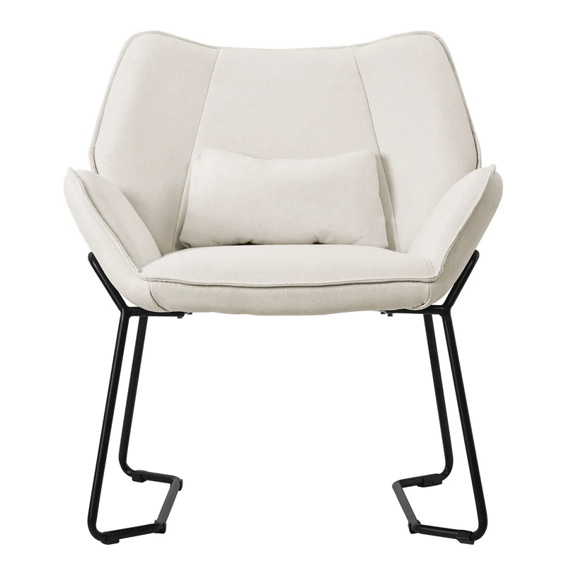 ML-DESIGN | Sessel mit Lendenkissen 75x77x85 cm Leinenstoff Beige Relaxsessel Loungesessel Cocktailsessel Polstersessel Lesesessel für Wohnzimmer