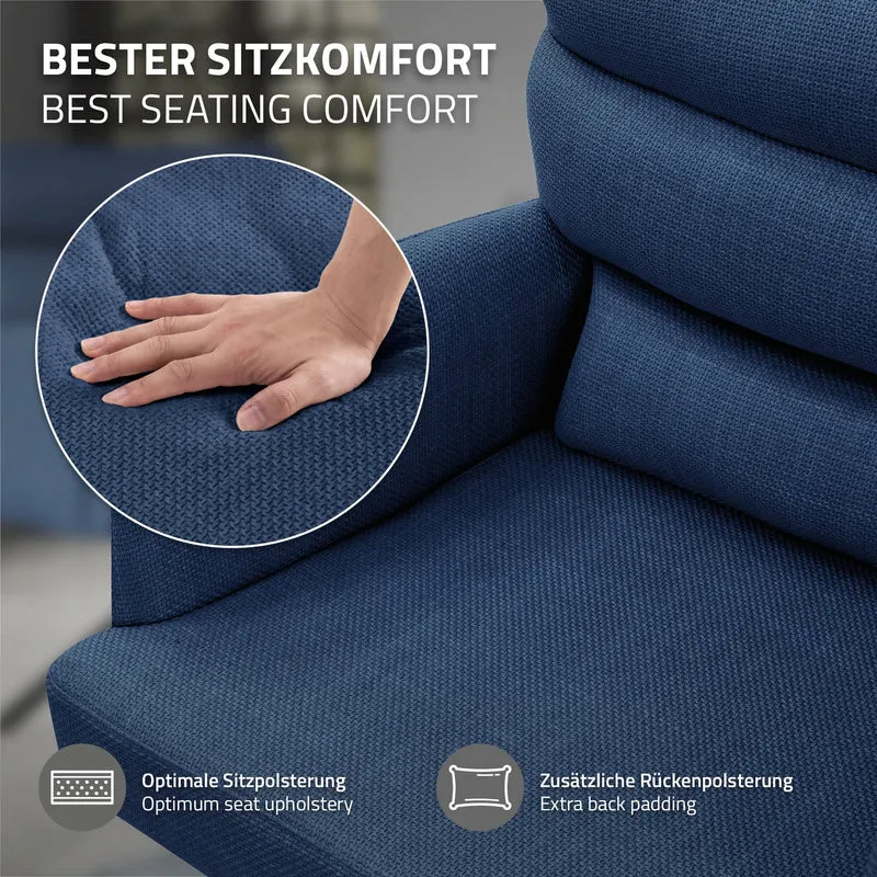 Esszimmerstuhl 2er Set Dunkelblau drehbar mit abnehmbaren Rückenkissen gepolstert bis 120 Kilogramm