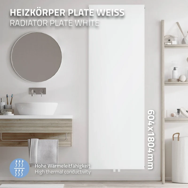 Badheizkörper 1800x604 mm Weiß mit Mittelanschluss ML-Design