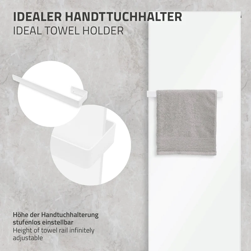 Badheizkörper 1800x604 mm Weiß mit Mittelanschluss inkl. 1x Handuchhalter ML-Design