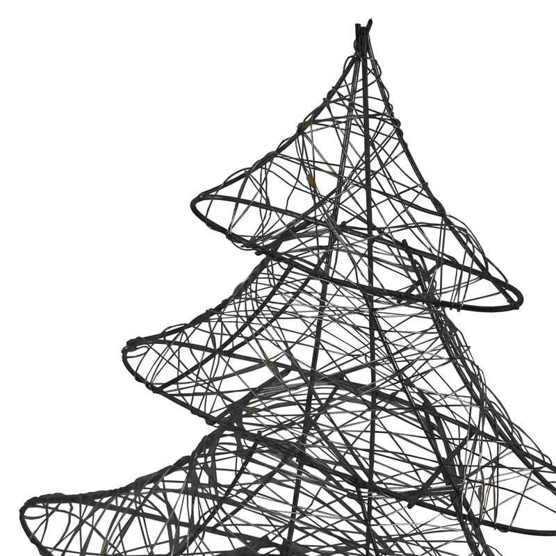 Deko Weihnachtsbaum mit warmweißen LEDs 60cm hoch Schwarz aus Metall