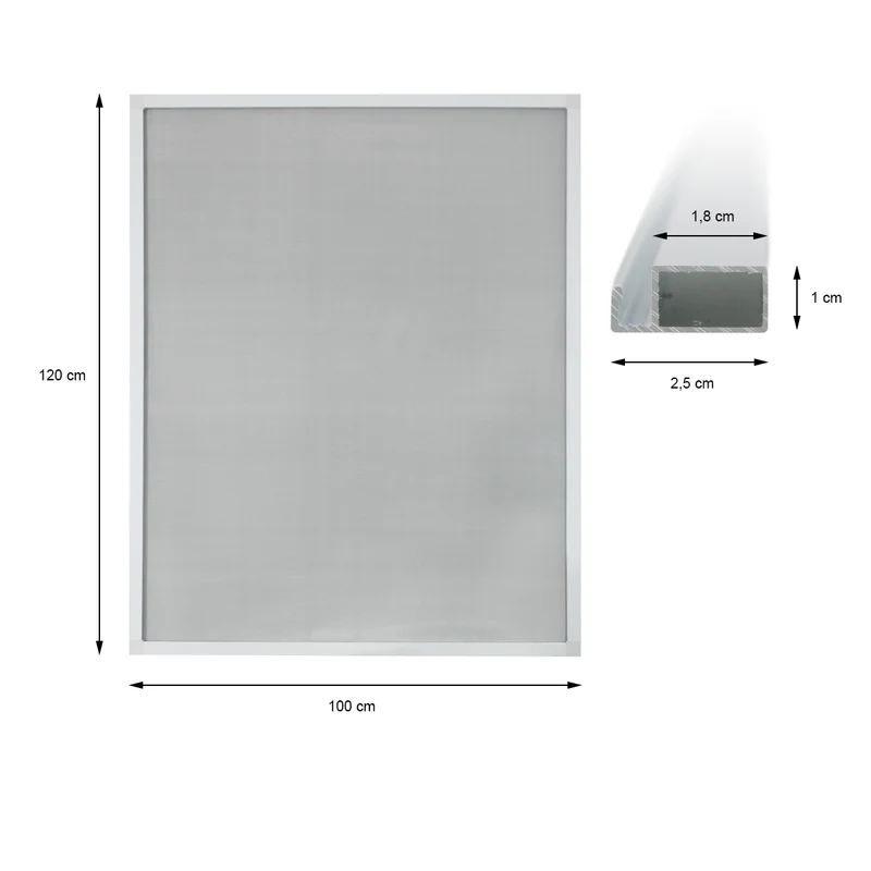 Fliegengitter Weiß 100x120 cm mit Rahmen aus Aluminium