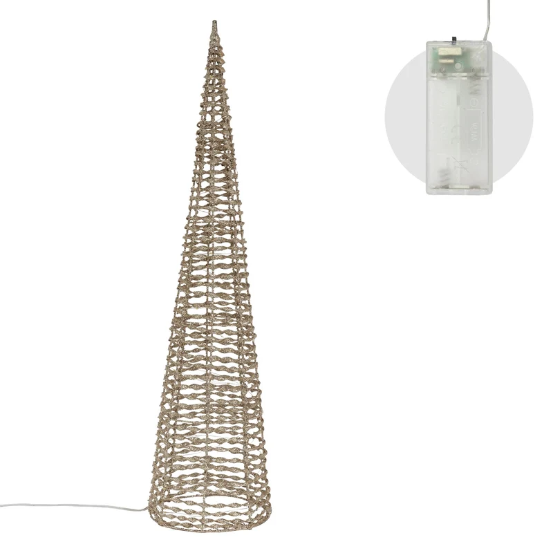 LED Lichterkegel Weihnachtsdeko 80 cm Gold aus Metall mit warmweißen LEDs