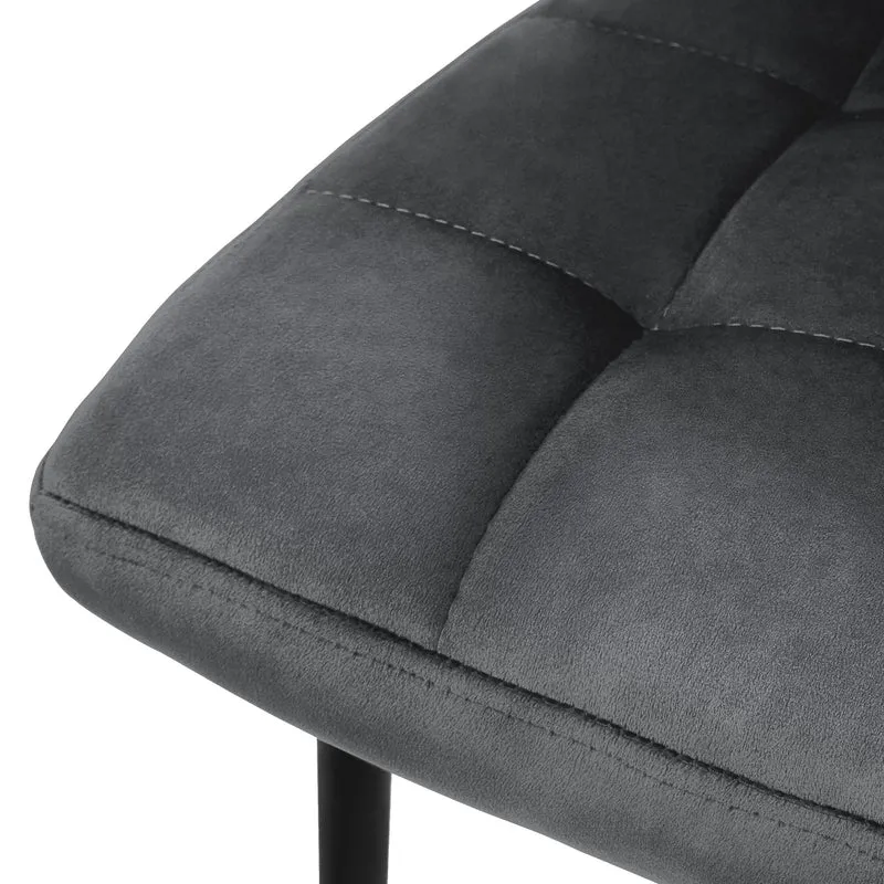 Esszimmerstuhl 4er Set Quadrat Steppung mit Rückenlehne Anthrazit Küchenstuhl mit Microfaser-Samtbezug ML-Design